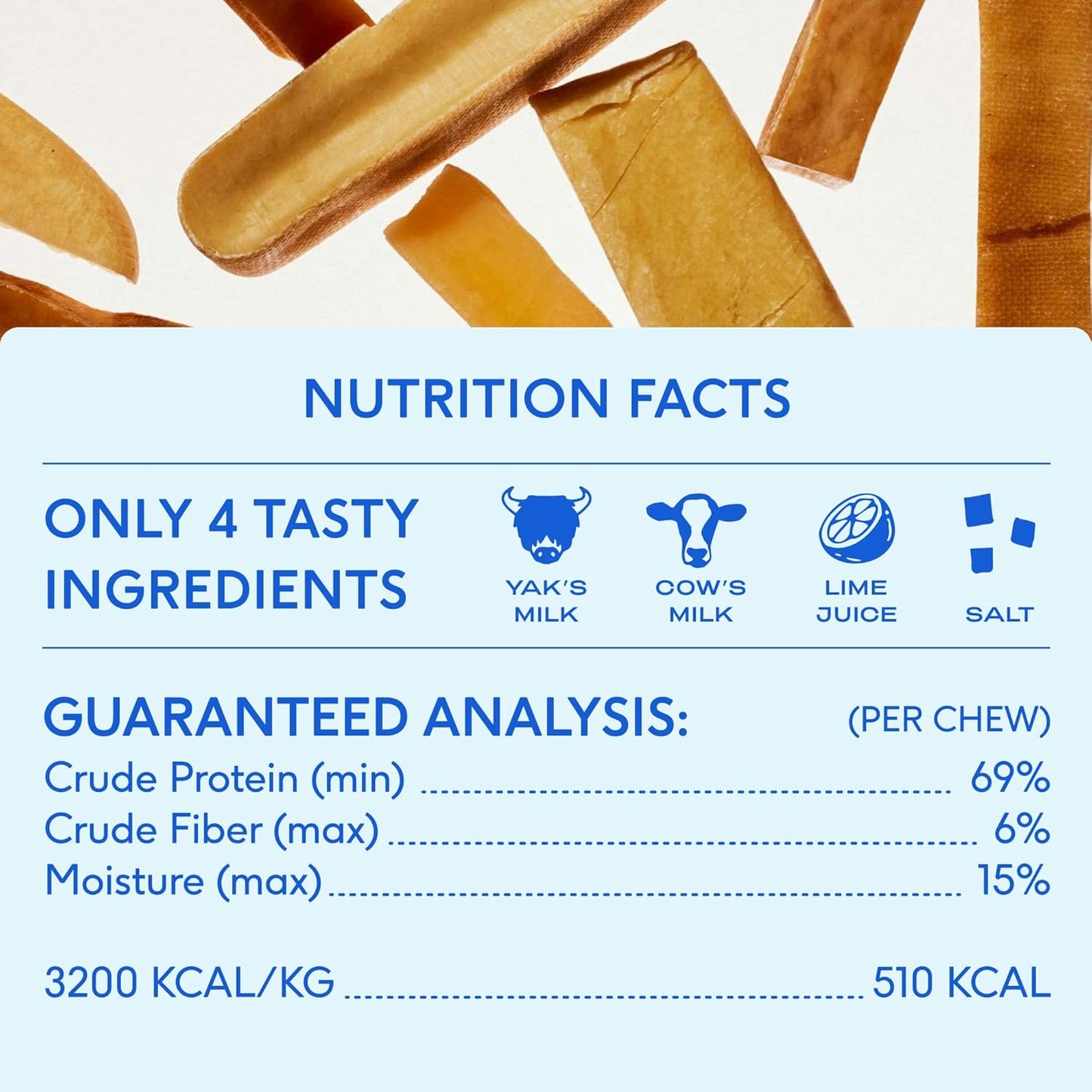 Native Pet Yak Cheese Himalayan Dog Chews - Long Lasting Dental Sticks for Medium Breeds – 100% All Natural Himalayan Yak Chews for Medium Dogs – Cheese Bone for Aggressive Chewers - 3 Per Pack