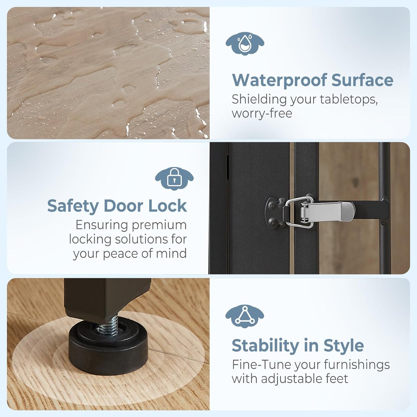 43'' Dog Crate Furniture with 3 Doors, XL Wooden Crate End Table, Heavy Duty Indoor Puppy Cage Kennel for Medium to Large Dogs, Multiple Units Can be Combined