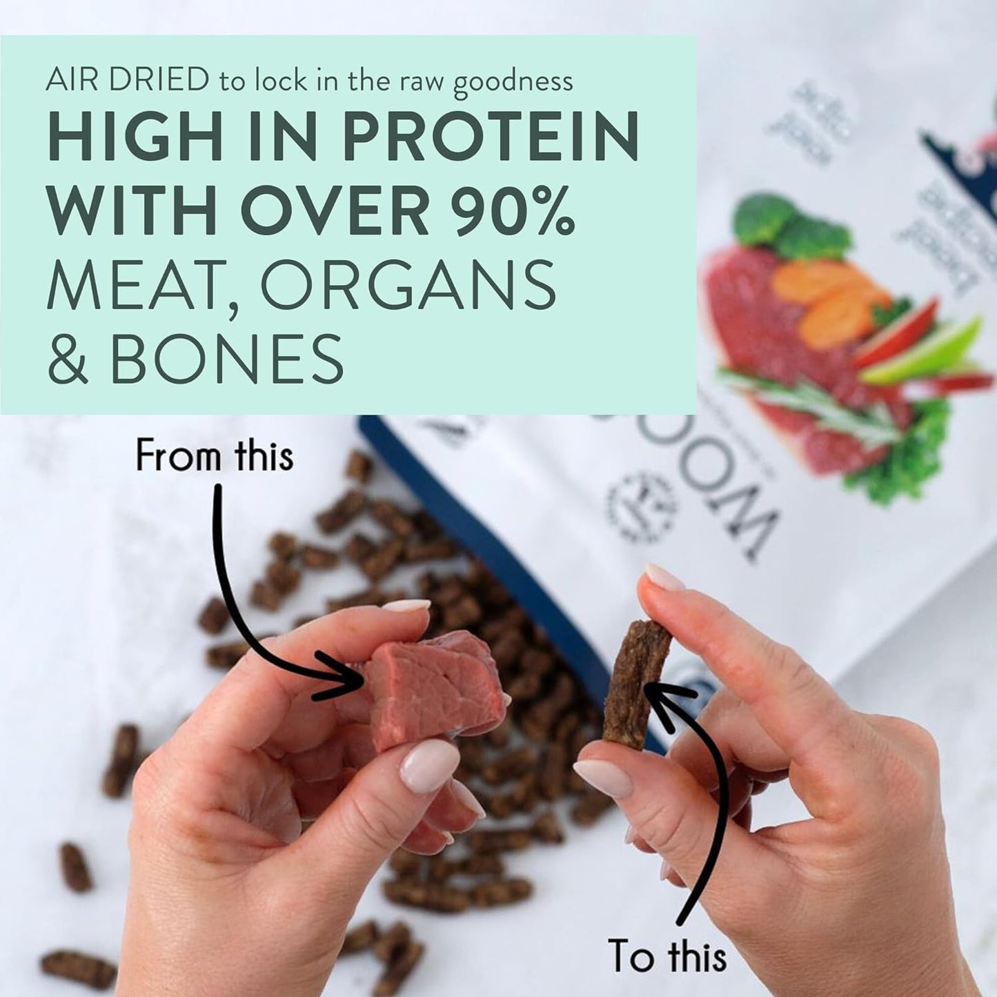 Woof - Air Dried Dog Food, Toppers for Dry Food, High Protein, Natural Dog Food, Limited Ingredient Recipe Dry, Beef, 3.5 oz