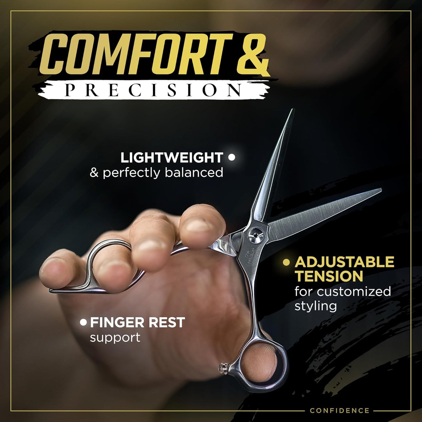 Fagaci Professional Hair Cutting Scissors Left 6” Japanese Steel for Ultra-Precise Cuts, Razor Sharp Blades Hair Scissors for Women & Men, Extreme Durability Hair Shears, Hair Cutting Barber Scissors