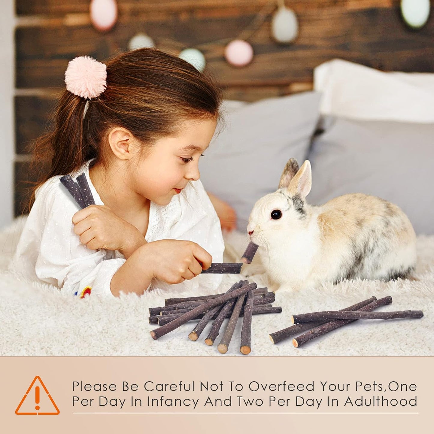 Bissap 230g/8.1oz Apple Sticks for Rabbits, Natural Bunny Chew Toys and Treats for Chinchilla Guinea Pig Hamster Gerbil Small Animals Pet Apple Wood Stick Toys Teeth Grinding