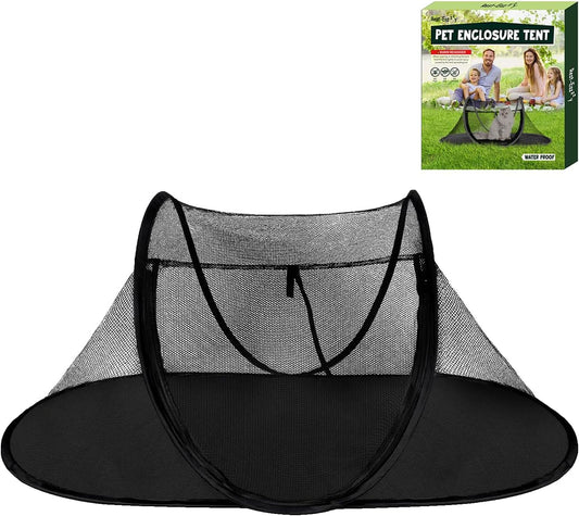 Cat Tent Outdoor, Pet Enclosure Tent Suitable for Cats and Small Animals, Indoor Playpen Portable Exercise Tent with Carry Bag（Black）