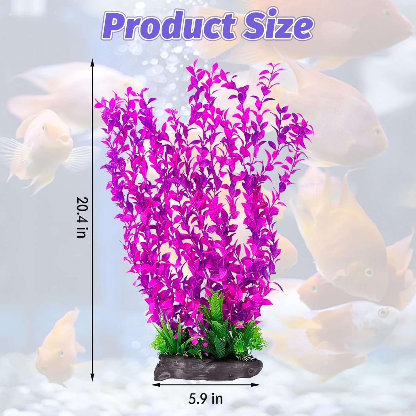 Hamiledyi Aquarium Plastic Plants Aquarium Decor Artificial Fish Tank Plants,Tall Fish Tank Decorations, Extra Large Aquarium Plant 20.4-inch Tall,1PCS