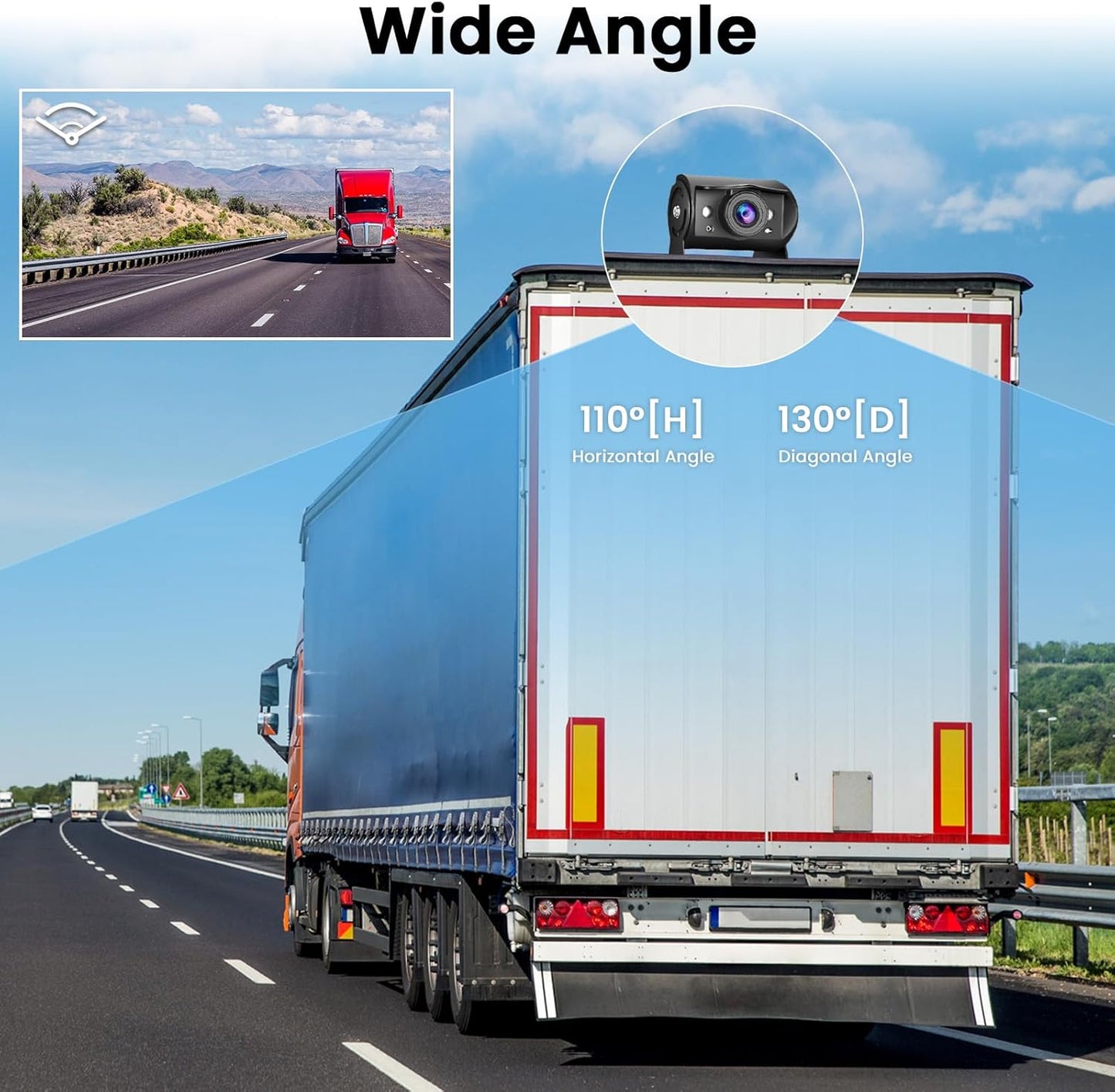 Hikity Dual Backup Camera Monitor Kit, 7'' 1080P RV Reverse Camera System for Trucks, SUV, Bus, Pickup, Plug & Play, Night Vision, Wide Angle, IP69 Waterproof Rear View Camera, (49.2ft Video Cable)