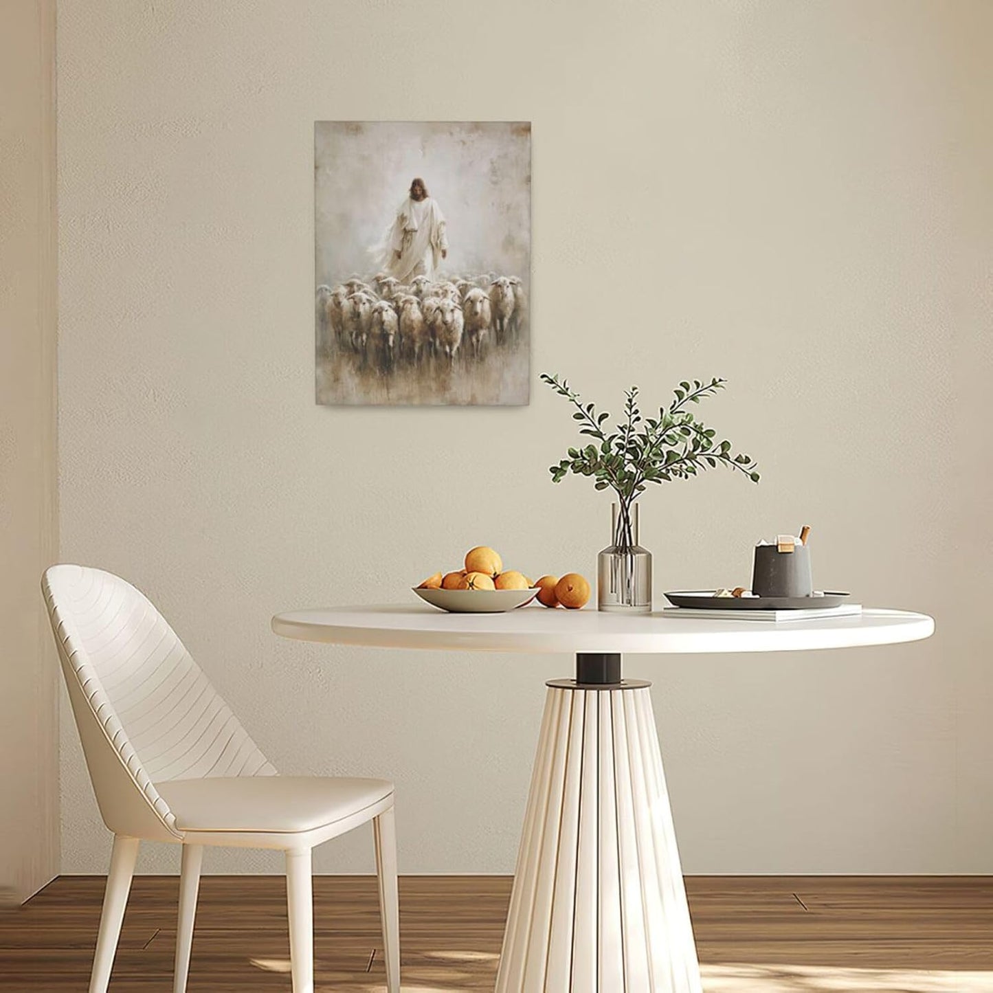 Jesus and Lamb Wall Art Christian Jesus Lamb Canvas Wall Decor Christ Religious Pictures painting Print Framed Artwork Decorations Gifts for Living Room Bedroom Prayer Room Church 12"x16"