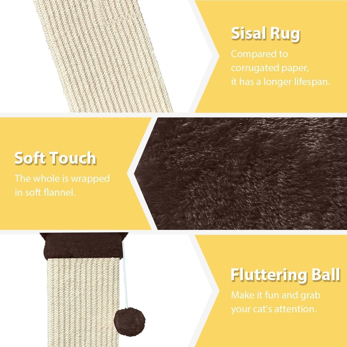 AGYM Cat Scratching Post, 32 Inch Cat Scratch Post for Cats and Kittens, Protect Your Furniture and Exercise Cats, Nature Sisal Modern Cat Scratcher for Indoor Cats, Brown