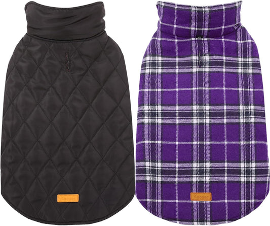 Kuoser Warm Dog Coat, Waterproof Dog Coats for X-Small Dogs, Adjustable Durable Doggie Winter Jacket Reversible Cozy Puppy Cold Weather Apparel from Small to Large Breed, Purple XS