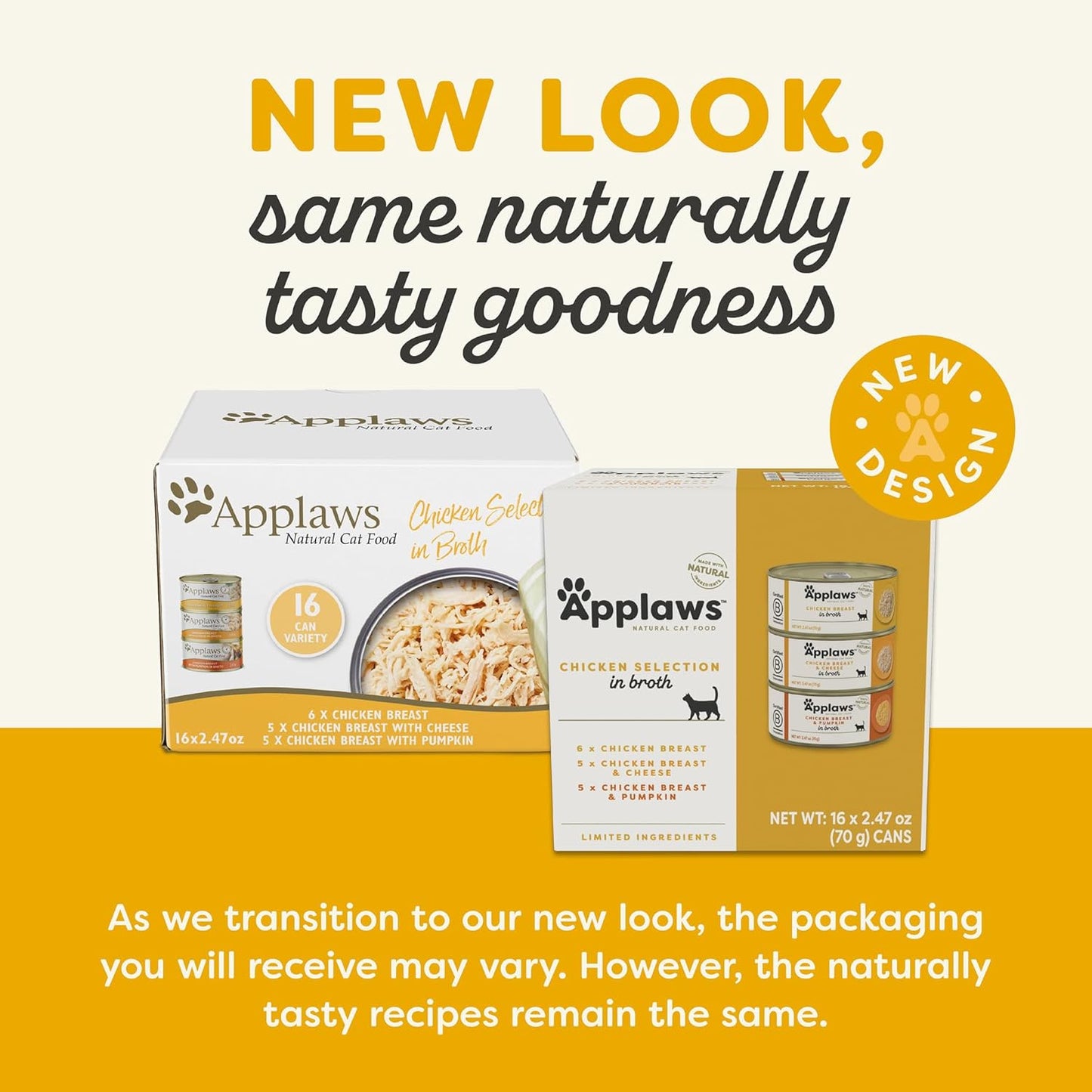 Applaws Natural Wet Canned Cat Food, Made with Limited and Natural Ingredients, Protein with No Artificial Additives, Chicken Selection Variety Pack in Broth (16 x 2.47oz Cans)