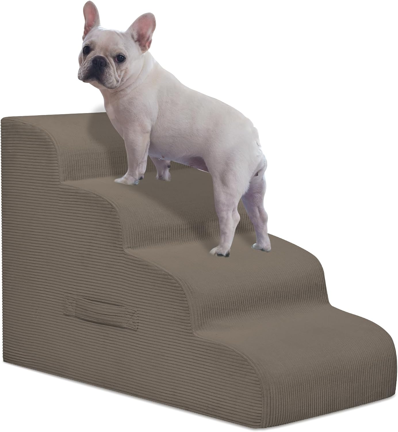 Dog Steps for Small Dogs, 4-Step Pet Ramp Stairs for High Beds and Sofa, Non-Slip Pet Stairs for Small Dogs and Cats, Removable and Easy to Clean Cover, Light Brown