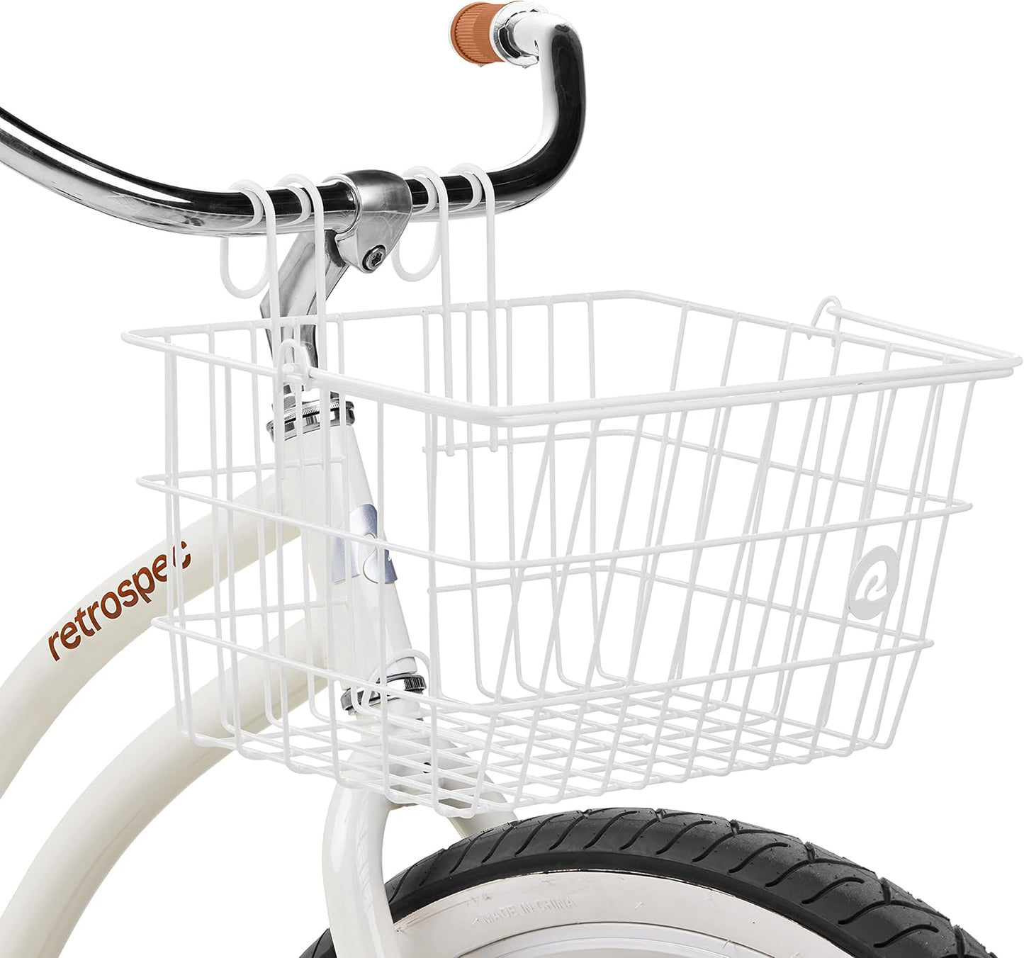 Retrospec Apollo-Lite Lift-Off Bike Basket - Detachable Steel Handlebar Basket with Carrying Handle for Commuting, Shopping & Beach Trips - 14.5in x 9.5in Weather-Resistant Biking Gear