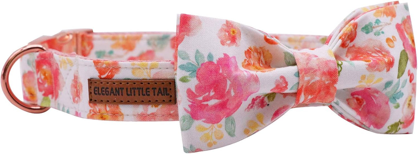 Elegant little tail Dog Collar with Bow, Cotton & Webbing, Bowtie Dog Collar, Adjustable Dog Collars for Small Medium Large Dogs and Cats