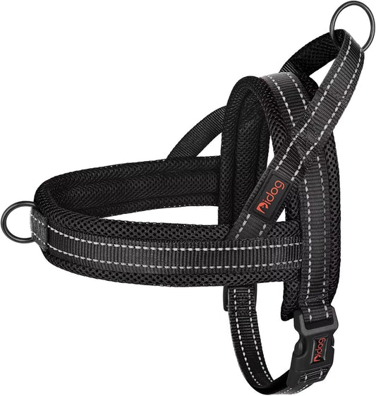 Didog No Pull Dog Harness with Soft Mesh Padded,Reflective & Quick Fit Light Weight Dog Strap Vest Harness,Easy for Walking Training (M:Chest 21-26", Mesh-Black)
