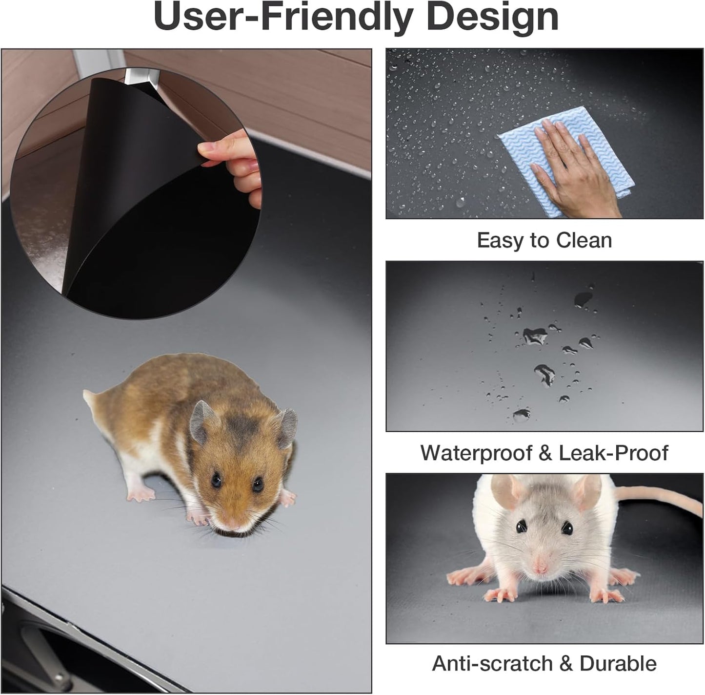 Guinea Pig Cage with Wooden Stand - Hamster Cage, Small Animal Cage Anti Chew Ramp, Hideout, Platform, Pull Out Tray (Brown, L)