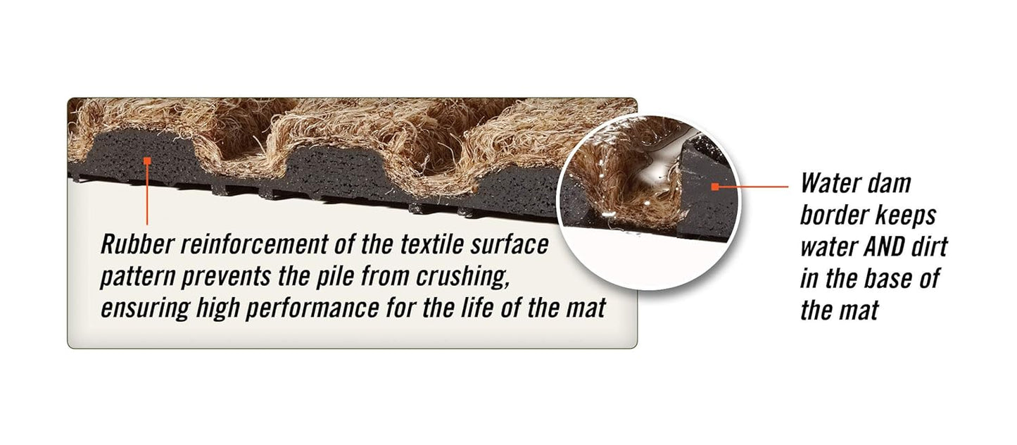 WaterHog Diamond | Commercial-Grade Entrance Mat with Rubber Border – Indoor/Outdoor, Quick Drying, Stain Resistant Door Mat (Dark Brown, 6' x 12')