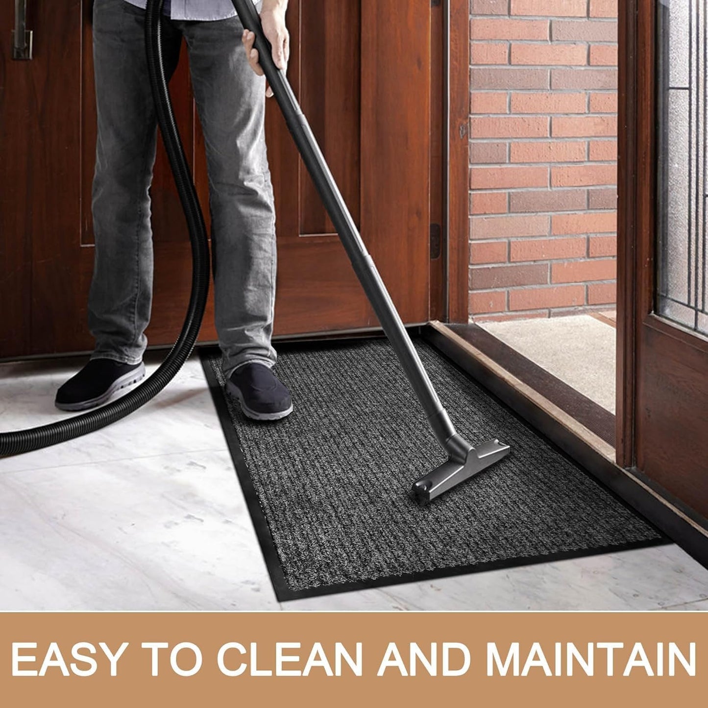 Durable Indoor Outdoor Door Mats for Entryway, Heavy Duty Front Door Mat, 48” x 24” Low Profile Welcome Mats for Entry, Stain and Fade Resistant Indoor Outdoor Entrance Mat