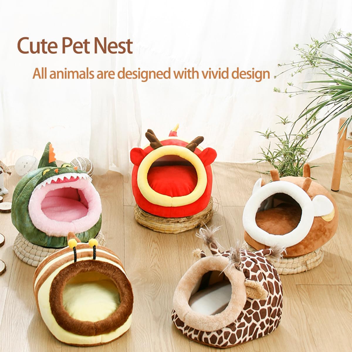 Guinea Pig Bed House & Hideout for Rat Bearded Dragon Hedgehog Ferret to Sleep and Hide, Guinea Pig Cage Accessories Habitat Décor (X-Large, 2.Giraffes)
