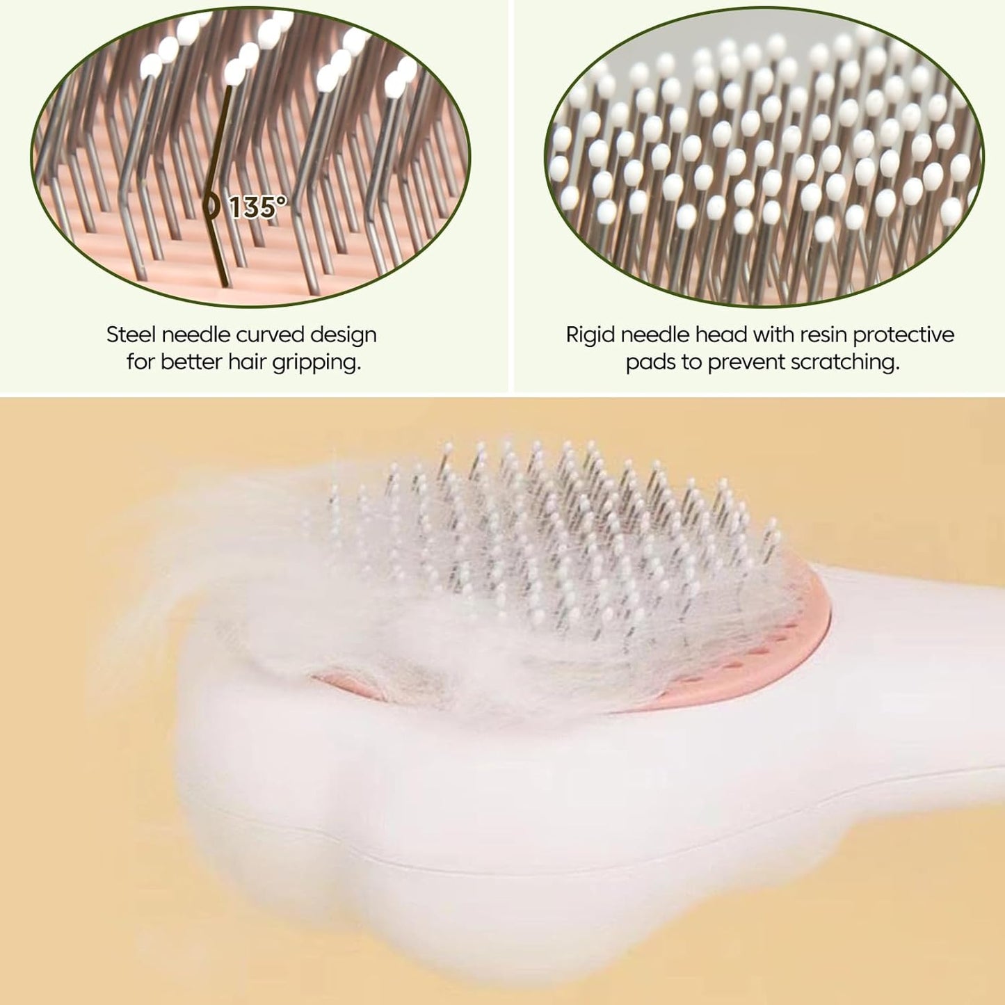 Self-Cleaning Cat Brush with Cat Nail Clipper 2-Pieces Set, Daily Cleaning Grooming Kit for Small and Medium-sized Dogs and Cats, Designed to Remove Shedding Fur and Trim Sharp Claws of Your Pets