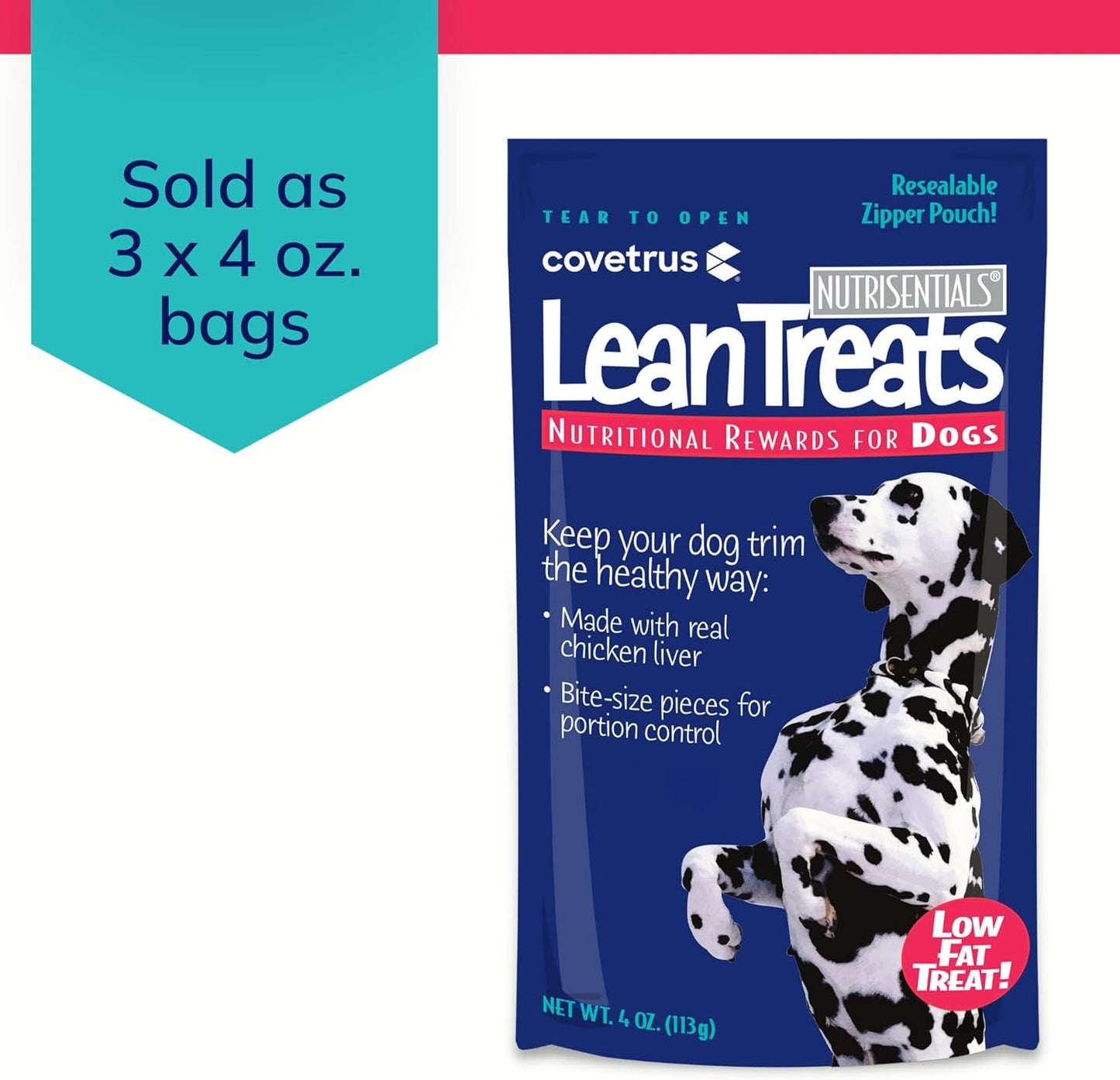 Covetrus Nutrisential Lean Treats for Dogs - Small, Medium & Large Dogs (K9) - Nutritional Low Fat, Bite-Size - Soft Chicken Flavor - Chicken Flavor - 3 Pack - 4oz