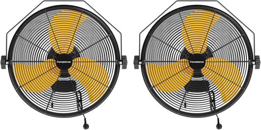 2PCS 4580 CFM 18 inch High Velocity Wall Mounted Fan, 3-Speed Metal Fan with Sealed Motor, 360 Degree Tliting Heavy Duty Wall Fan for Patio, Barn, Garage, and Gazebo - UL listed