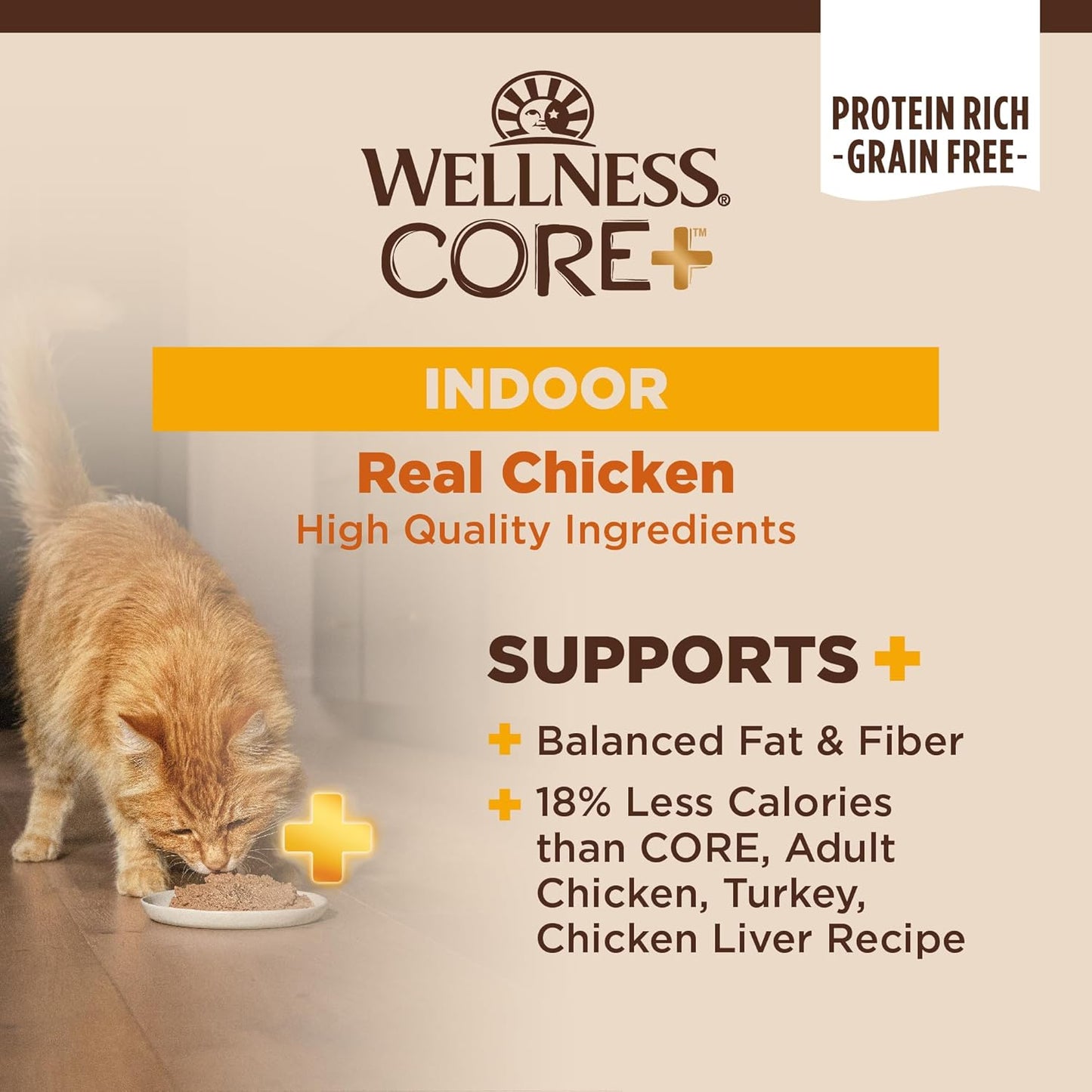 Wellness CORE+ Indoor Pate Adult Wet Cat Food, Natural, Protein-Rich, Grain Free, 3 Ounce, 12 Pack (Chicken & Chicken Liver)