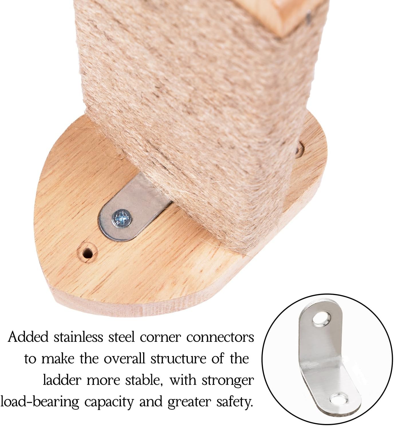 3pcs Cat Wall Steps, Climbing Mounted Furniture, Shelves With Hemp Rope Covered, Solid Wood Ladder for Playing and Climbing (Large-Wood)