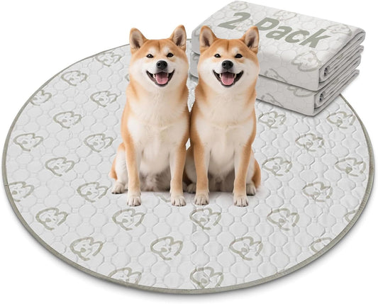 FXW Washable Pee Pads for Dogs, Puppy Pads with Super Absorbent, Specifically Designed for Whelping Box, 39" Round, Khaki, 2 Packs