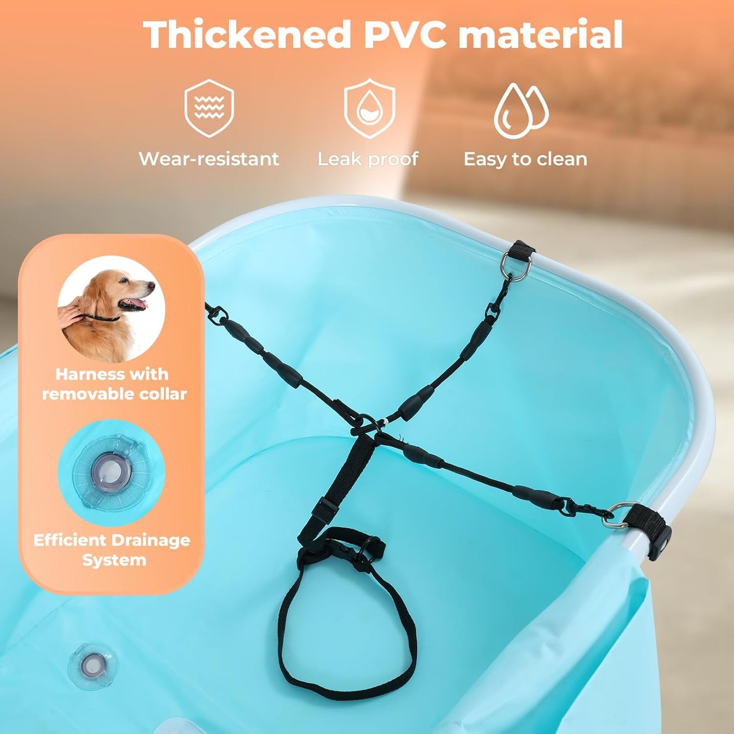 Elevated Portable Dog Bathtub, 5 Height Adjustable Dog Washing Station for Pet Shower and Grooming Foldable Bathing Tub with Storage & Anti-Slip Design for Small Large Dogs Cats