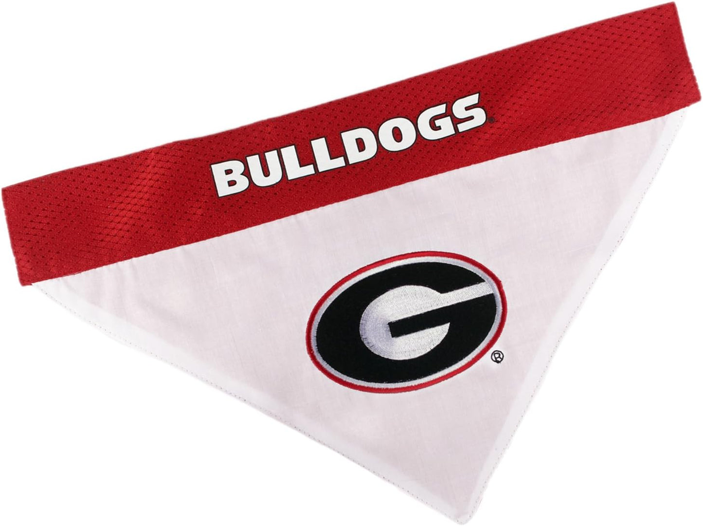 Pets First Collegiate Pet Accessories, Reversible Bandana, Georgia Bulldogs, Large/X-Large,Red/White