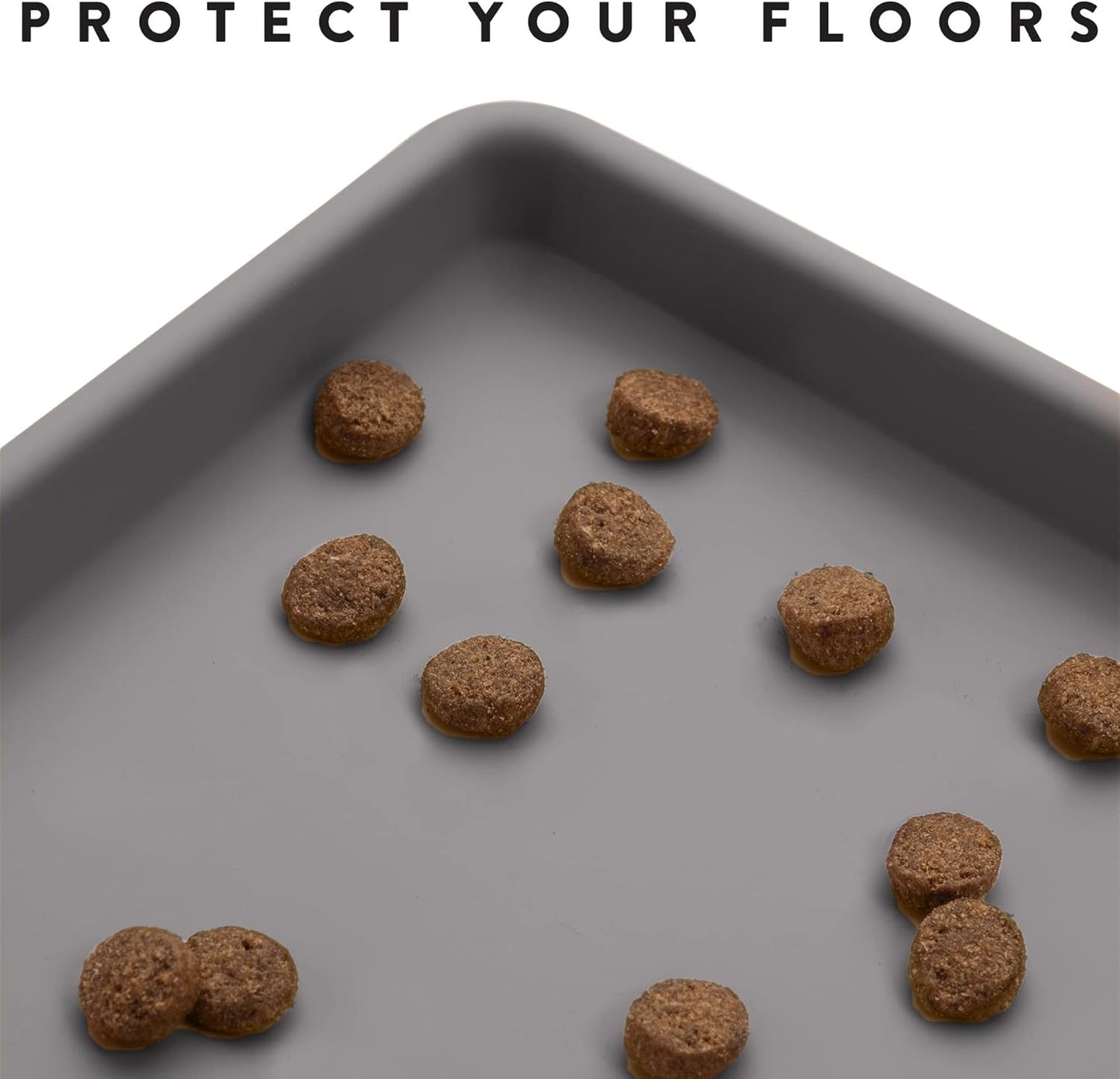 CatGuru Cat Food Mat, Small & Large Feeding Mats, 100% Waterproof Silicone Pet Placemat, Non-Slip Cat Food and Water Bowl or Water Fountain (Large, Carbon)