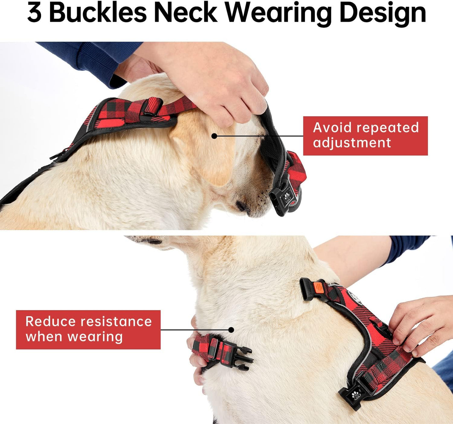 IVY&LANE No Pull Dog Harness with Leash Set, Reflective No Choke Pet Vest,Adjustable Oxford Dog Vest Harness with Easy Control Handle for Small Dogs (Checkered Red,S)