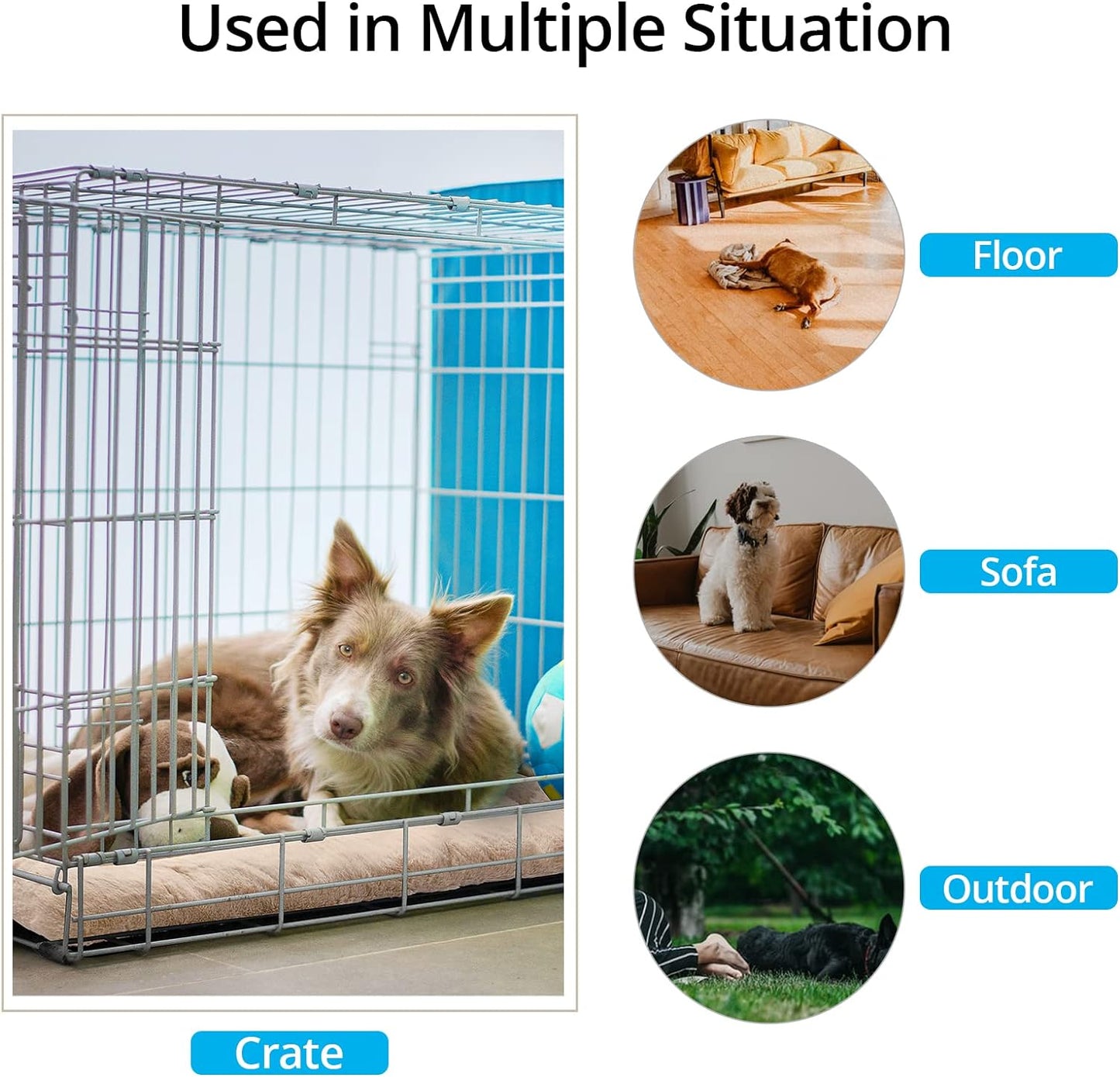 Cozy Dog Bed & Crate Pad, Medium Sized Dogs, Fit Metal Crates, Ultra Soft, Washable & Anti-Slip, Cream, 30inch