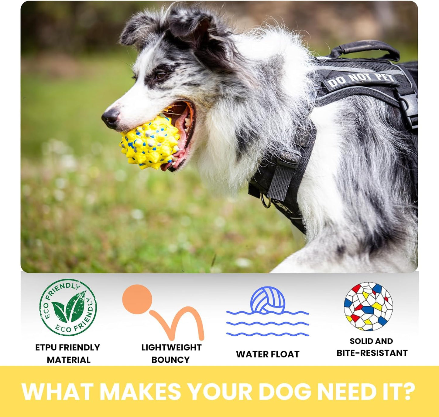 Durable Interactive Dog Toys for Aggressive Chewers,Puppy Teething Toys,Floating Fetch Balls,Bouncing Chew Balls,Tennis Balls for Dogs (2 Balls)