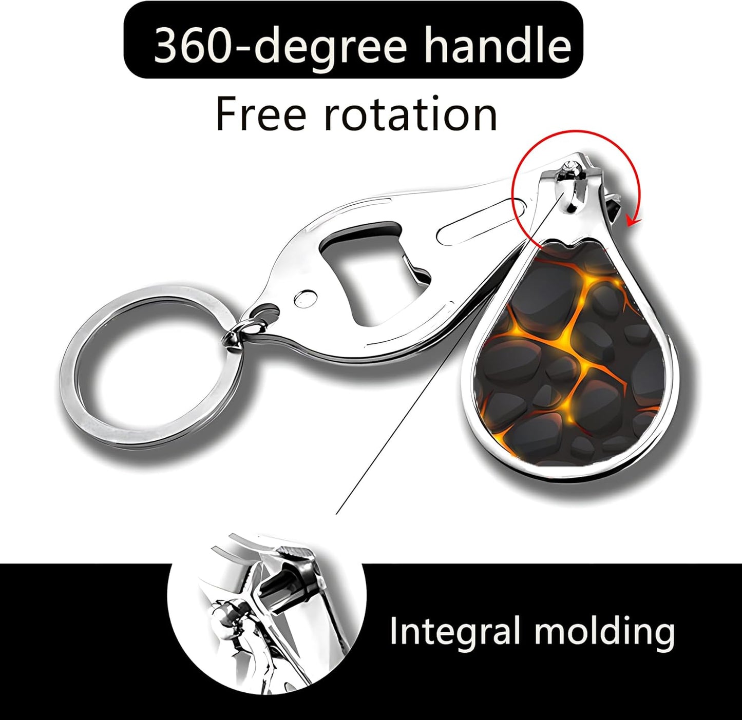 Nail Clippers with Key Chain Cute Stainless Steel Nail Cutter with File Professional Toenail Clipper for Men Multifunction Toenail Clipper 2 Pack Nique Cutter for Adult(Black Marble)