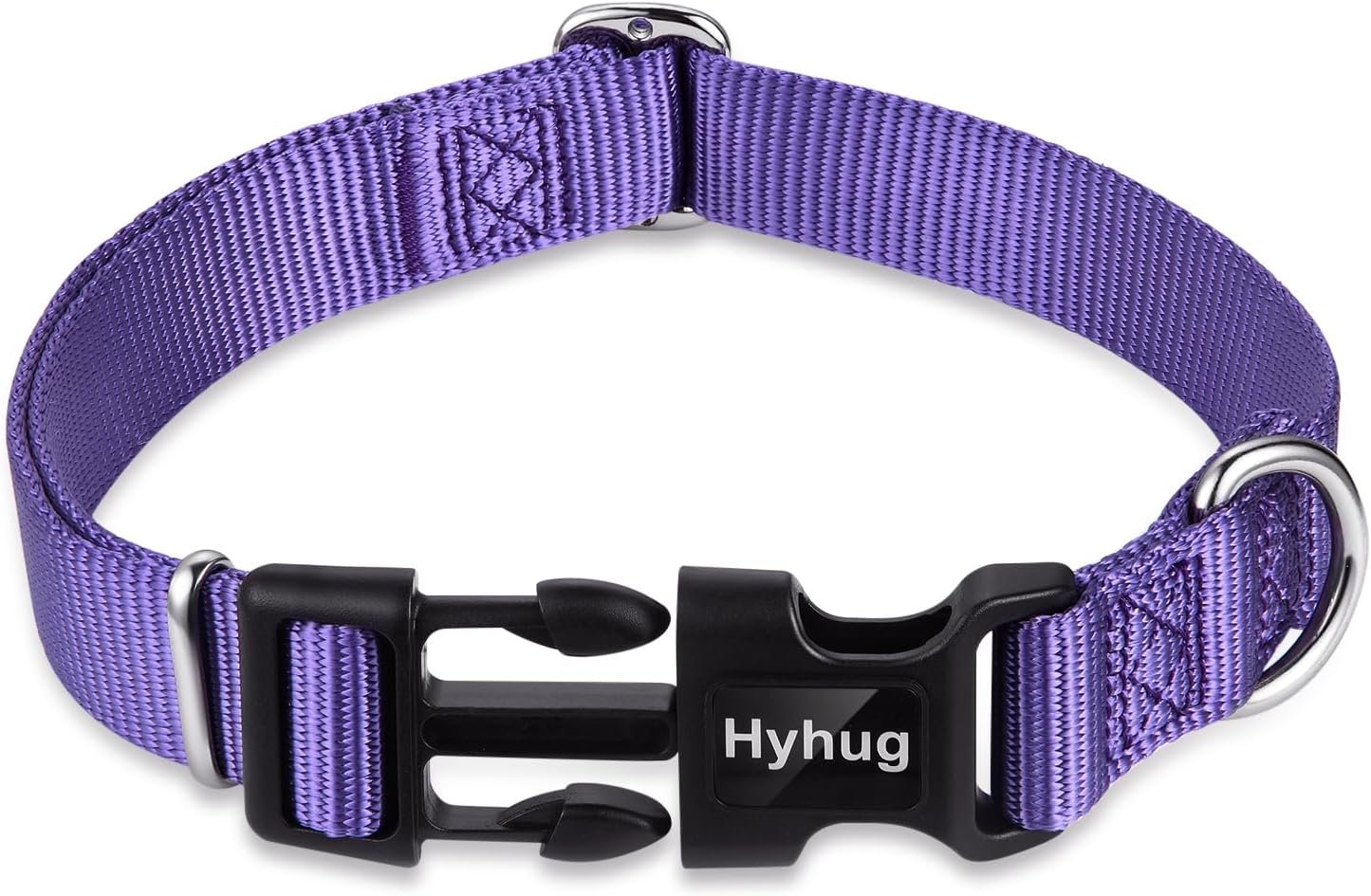 Hyhug Pets Solid Color Classic Regular Heavy Duty Basic Collar for Small Dogs, Unique Design Adjustment Triglide Slide (Buckle) Can Attached Name Tag Accessories. (Small, Ultra Violet)