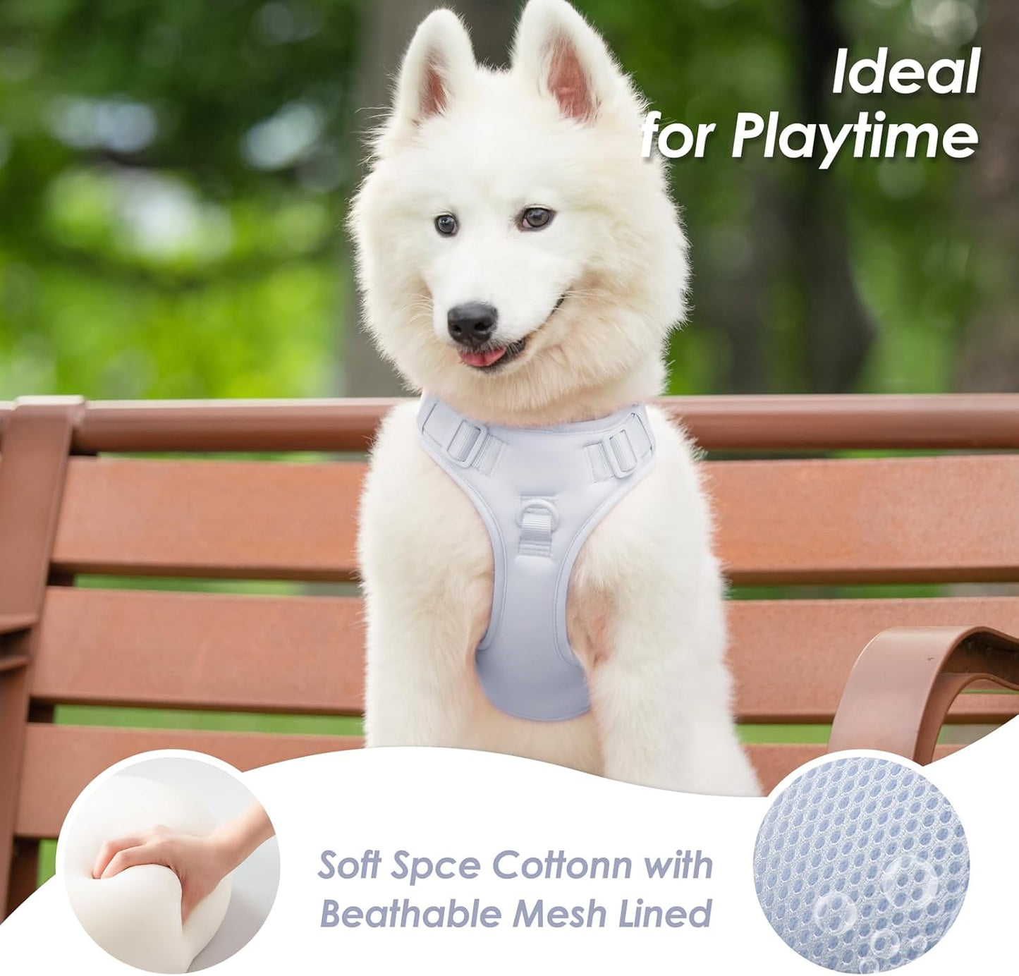 No Pull Dog Harness, Puppy Vest with Front Clip for Small Medium Large Sized Dog(Light Blue,XL)