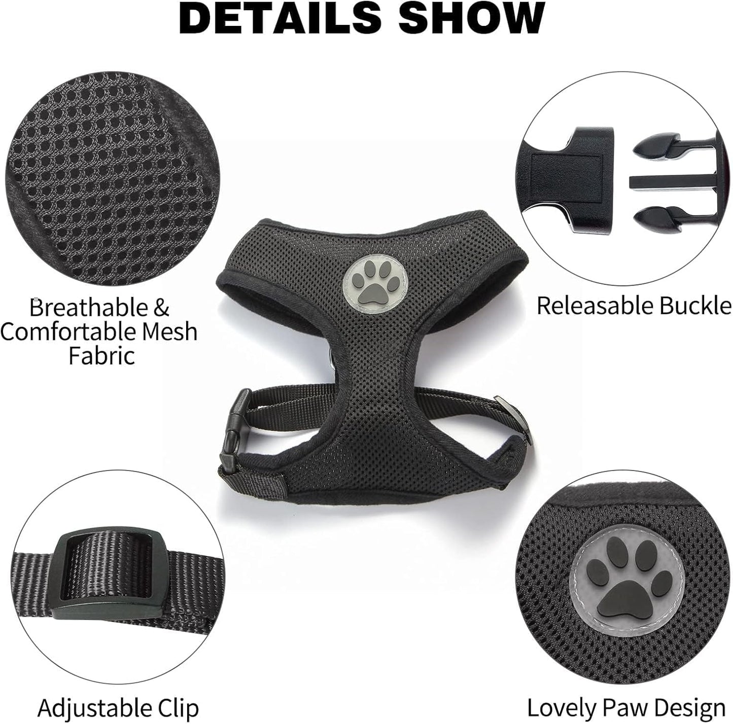 BINGPET Dog Vest Harness -Light Weight Breathable Sports Mesh - Pet Adjustable Harness Puppy Padded Harnesses Dog Vest Harness for Small Dogs