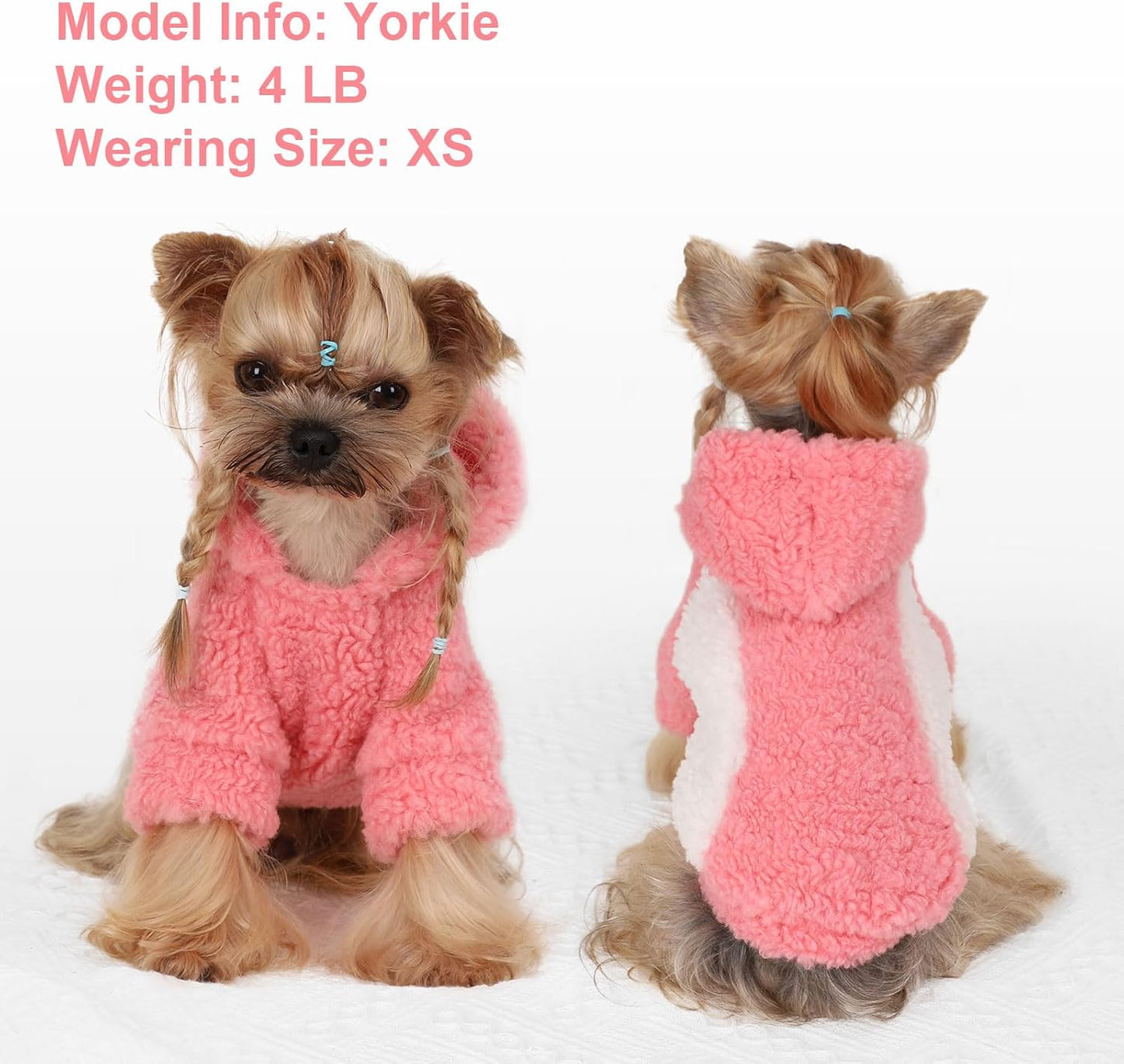 YIKEYO Dog Hoodie Pet Clothes Sweater with Hat Soft and Warm Cold Weather for Small Patchwork Hood(Pink, XXS)