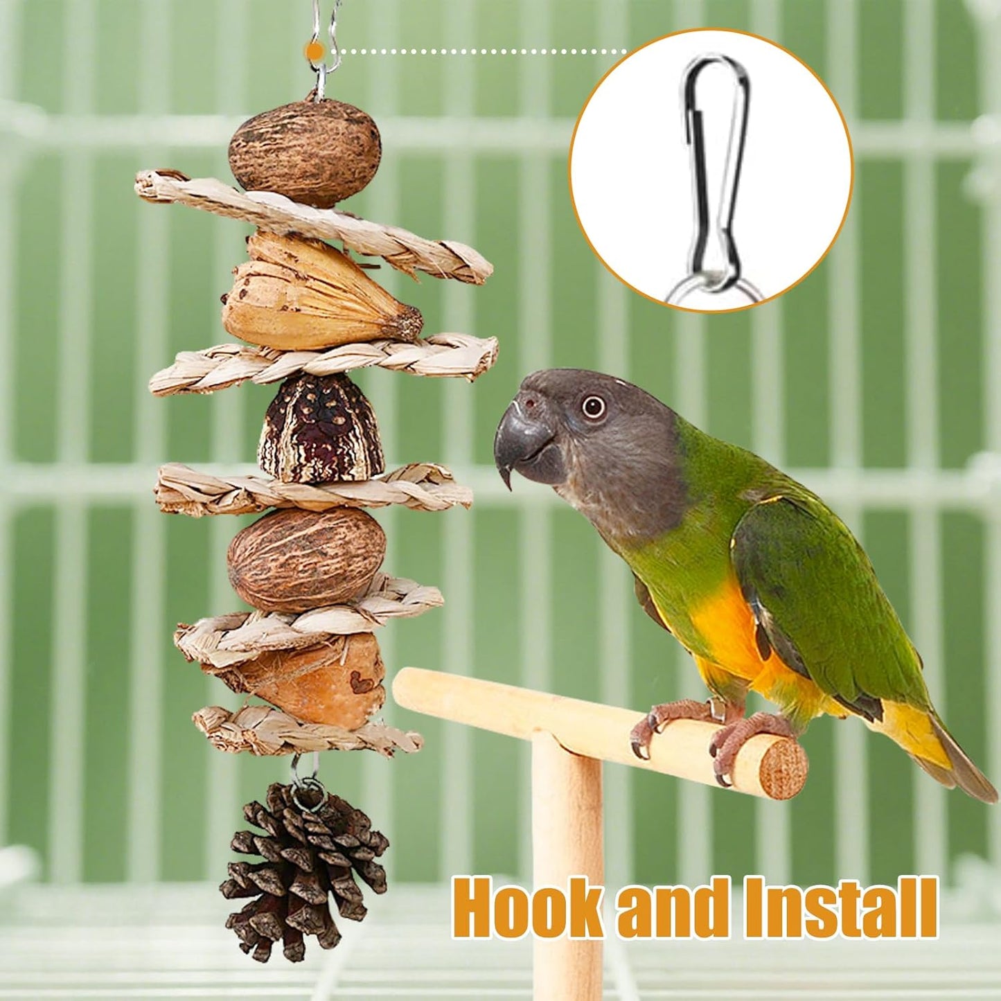 Bird Toys ：Straw-Woven Parrot Toys,Parakeet Chewing Hanging Toy Bird Cage Accessories，Suitable Parrots Budgies Cockatiels Lovebird Monk Parakeet Amazon Parrot Sun Conure