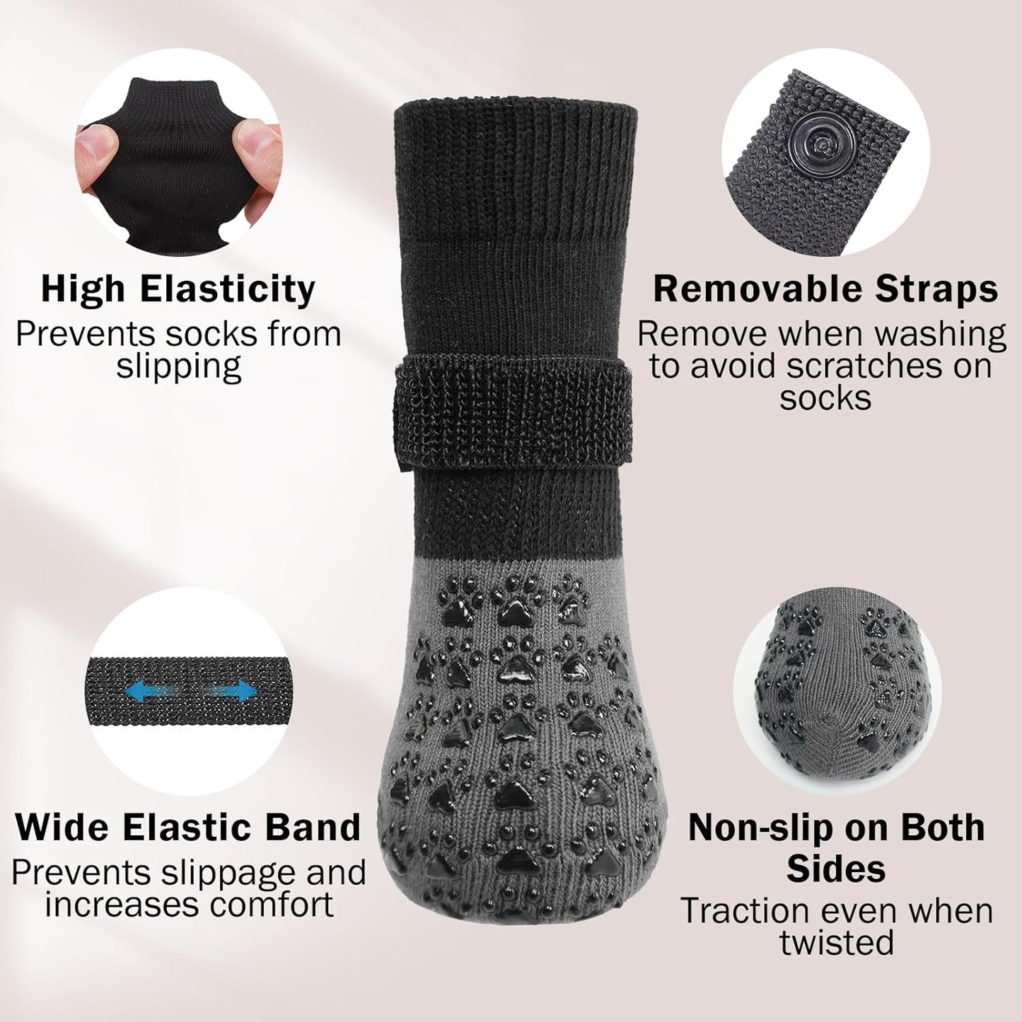 SCENEREAL Dog Socks to Prevent Licking Paws for Hardwood Floors Anti Slip, Dog Grippy Socks Shoes for Senior Small to Large Dogs, Dog Boots & Paw Protectors for Hot/Cold Scratching Pavement