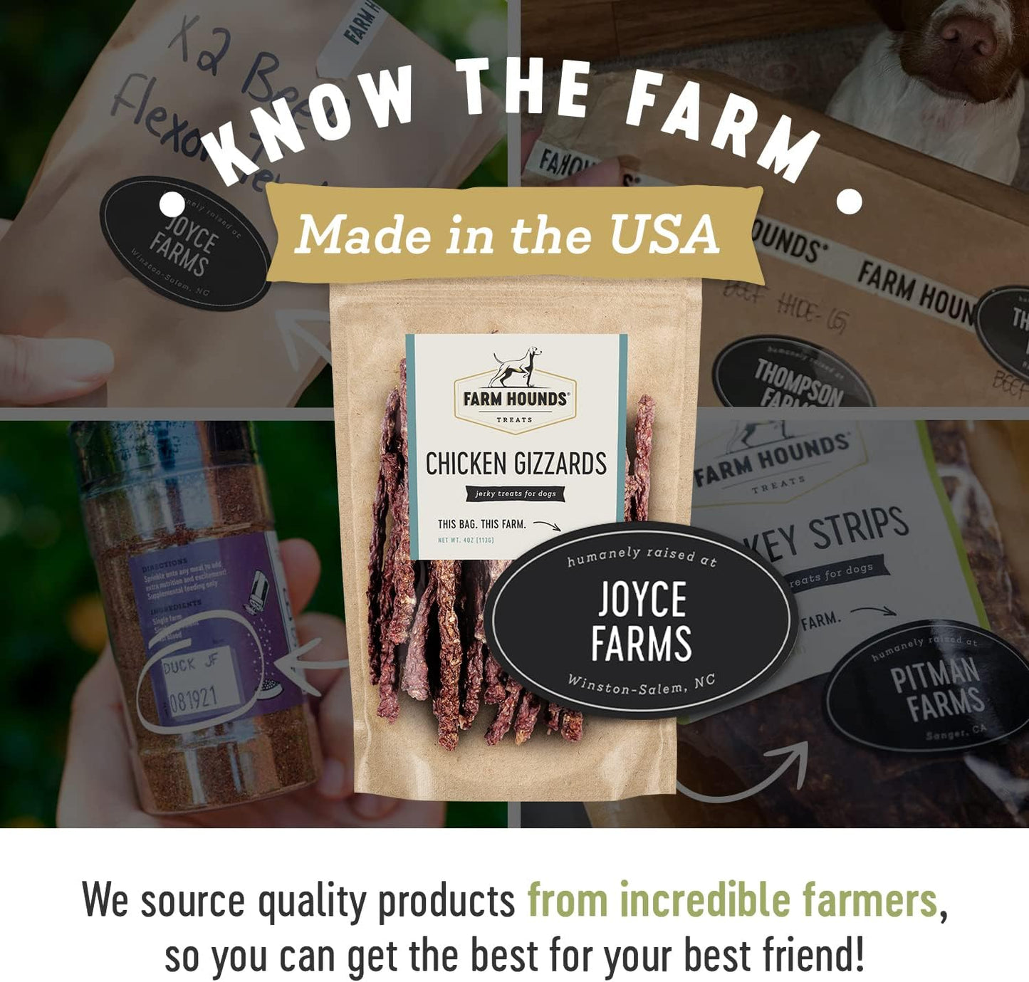 Farm Hounds - Chicken Gizzards - Premium Natural Jerky for Dogs -100% Humanely Raised Chicken - Break-to-Size - Great for Training & Treats - No Added Fillers - Made in USA - 4oz -2 Pack