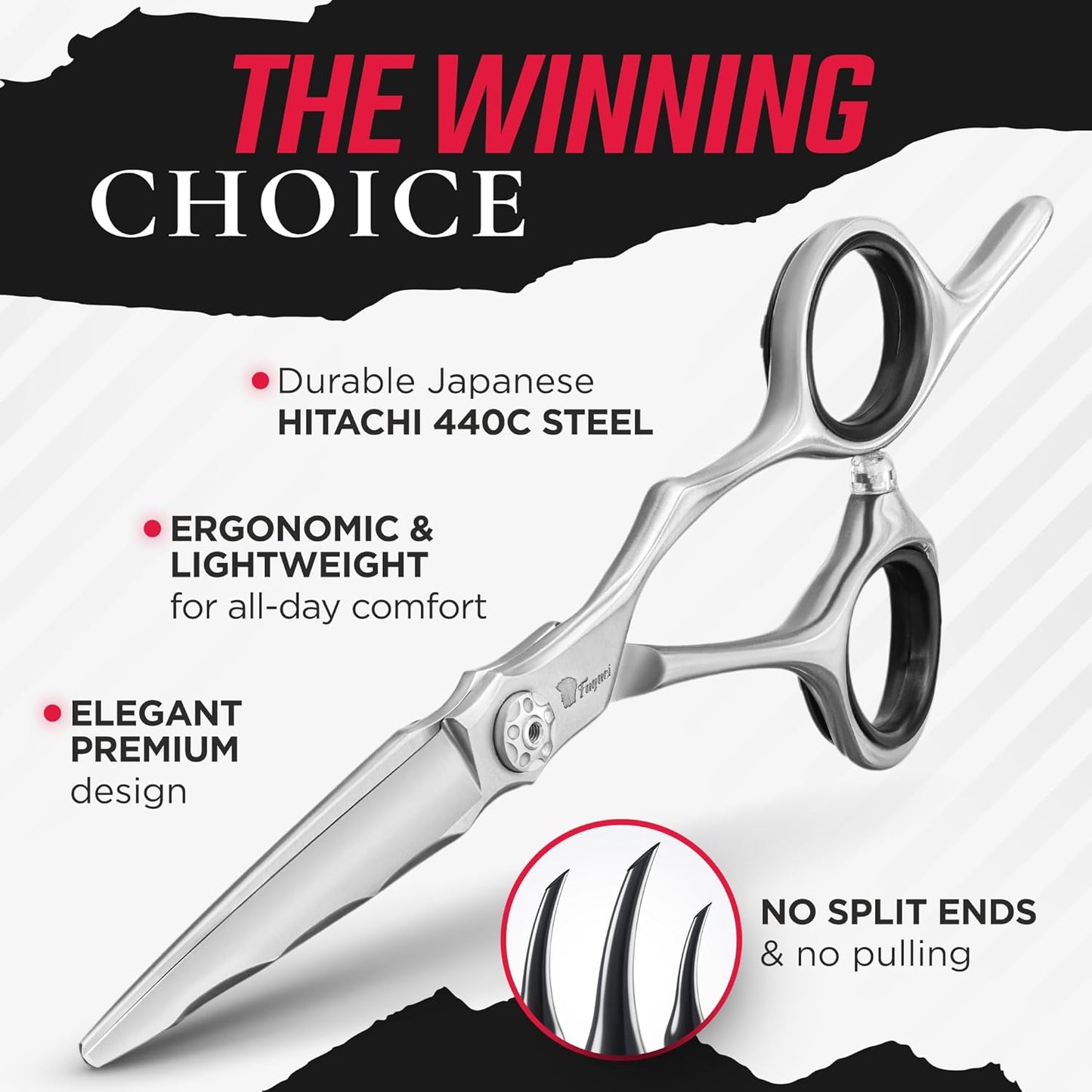 Fagaci Professional Hair Cutting Scissors 5” Japanese Steel for Ultra-Precise Cuts, Razor Sharp Blades Hair Scissors for Women & Men, Extreme Durability Hair Shears, Hair Cutting Barber Scissors