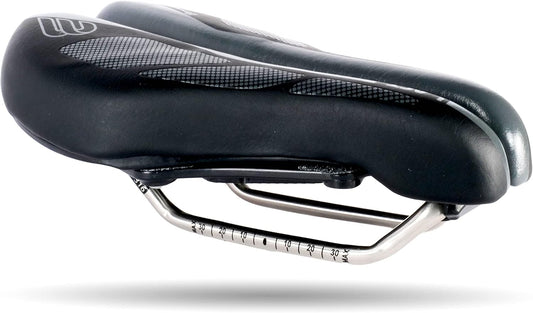 SRT 2.0 Adjustable Bicycle Saddle Noseless with Titanium Rails Custom Fit Comfort,Black w/Grey Accents