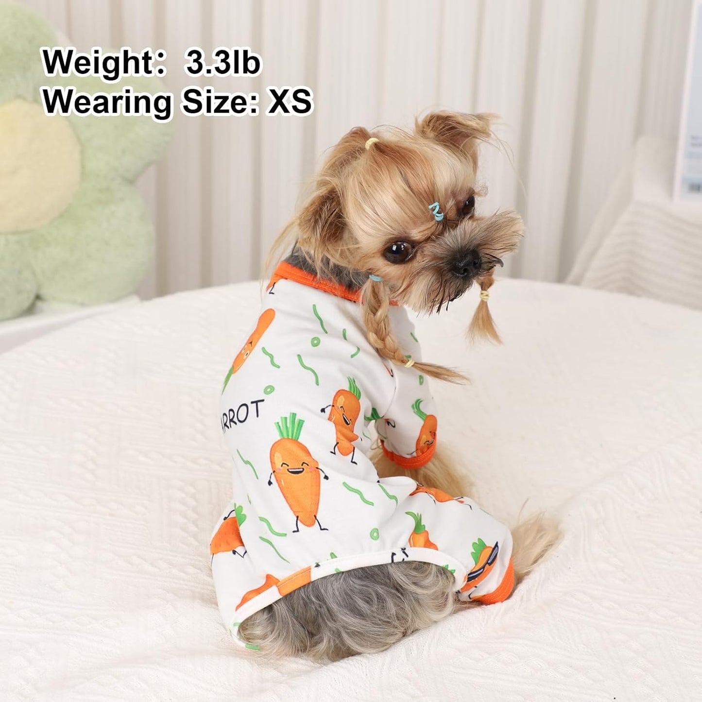 Dog Pajamas Pjs Spring Summer Dog Clothes for Small Dogs Girl - Boy - Small Size Dogs, Soft Stretchy Puppy Clothes Doggie Onesies Clothing Cat Pet Jammies Outfit Appeal, Carrot