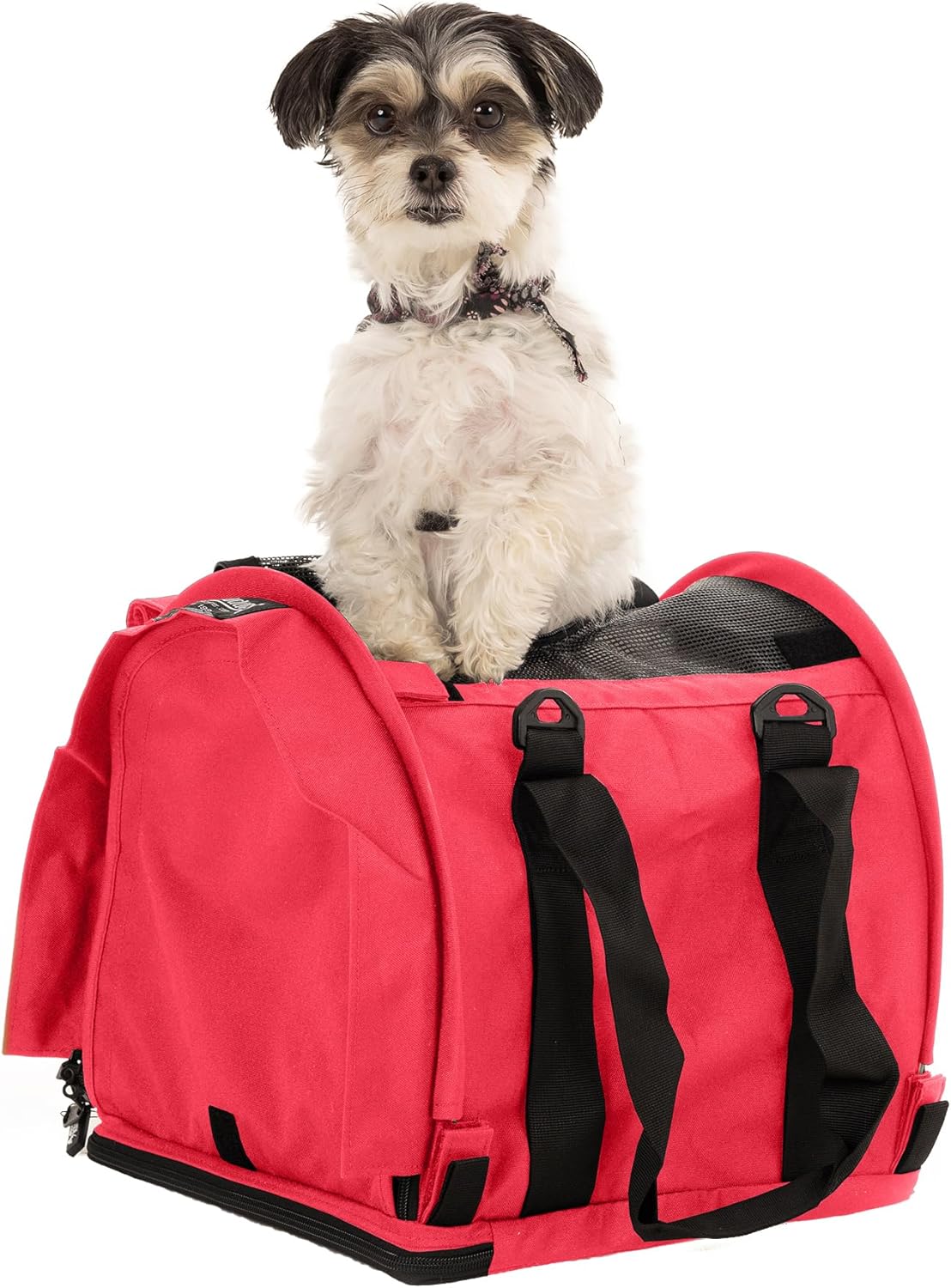 SturdiBag Pro 2.0 Pet Travel Carrier for Cats and Dogs | Soft Sided Pet Carrier Bag with Safety Clips and Seatbelt Straps for Airplane or Car Travel | Cube, Hot Pink