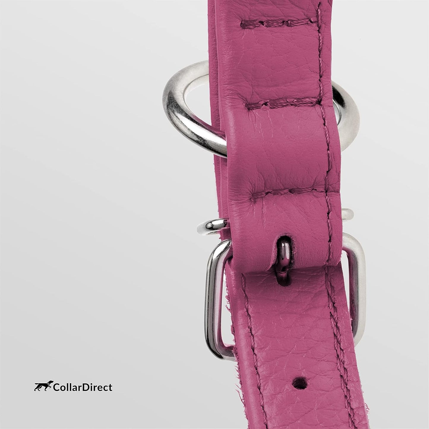 CollarDirect Rolled Leather Dog Collar, Soft Padded Round Puppy Collar, Handmade Genuine Leather Collar Dog Small Large Cat Collars 13 Colors (6-7 Inch, Pink Textured)