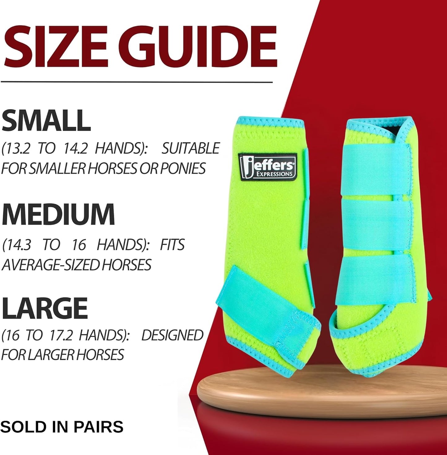 Jeffers Equine Neon Horse Boots – 1 Pair – Lime and Turquoise – Medium Size – Breathable Neoprene, Secure Strap Closures– Durable Protection for Front & Hind Legs, Training, Trail & Riding Use