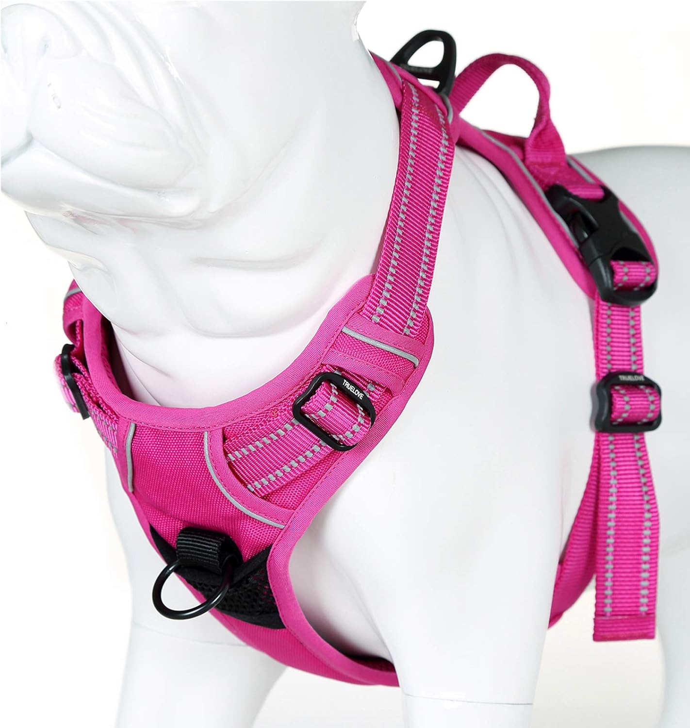 Truelove No Pull Dog Harness with Easy Control Handle and 2 Leash Attachments,Reflective Adjustable Pet Vest