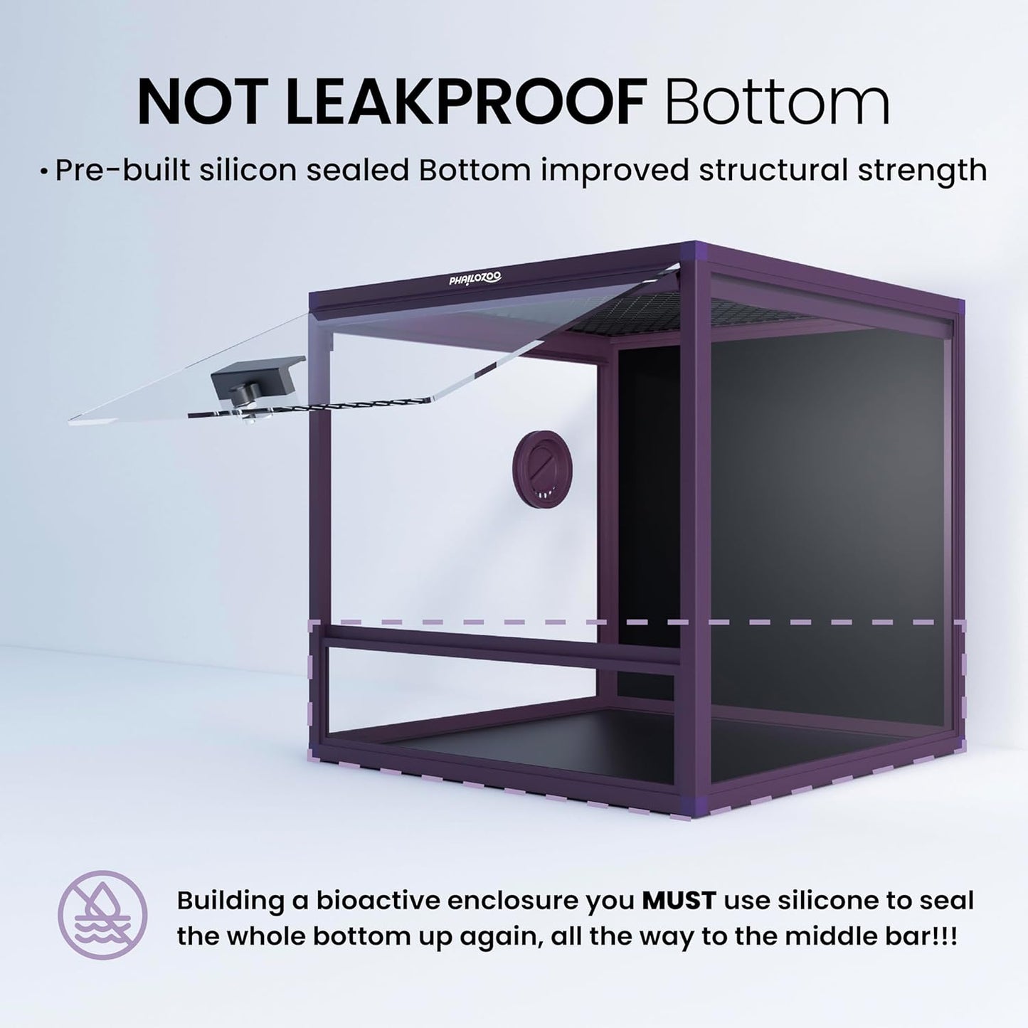 MagicCube 18'' x 18'' x 18'' Reptile Tank with Lock, 24 Gallon Reptile Terrarium with Flip-Up Tempered Glass Door, Top Screen Ventilation for Leopard Gecko - Bottom Not Leakproof