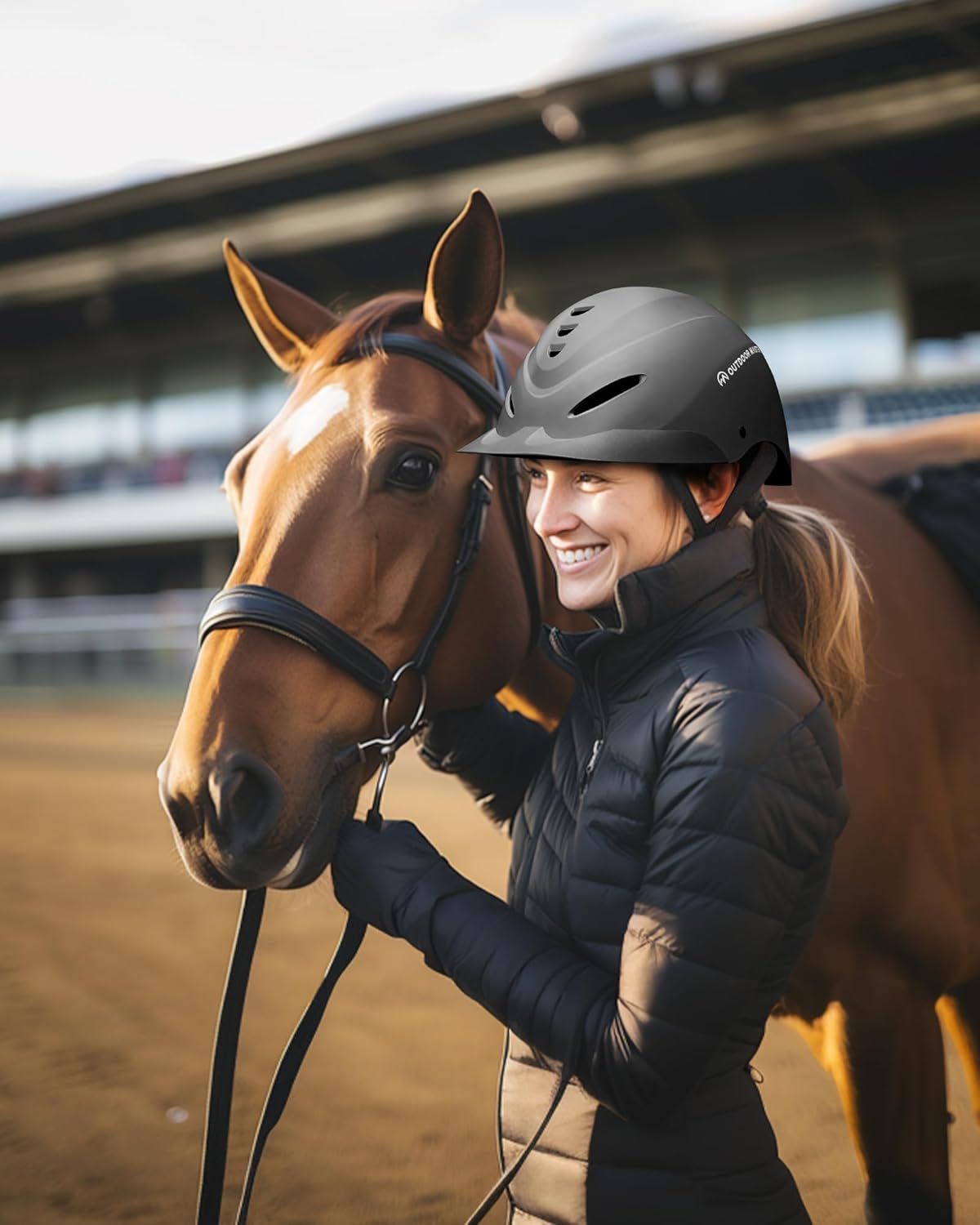 OutdoorMaster Equestrian Helmet, Horse Riding Helmet with Sun Visor and Excellent Ventilation, Adjustable Safe Helmet for Men, Women & Youth