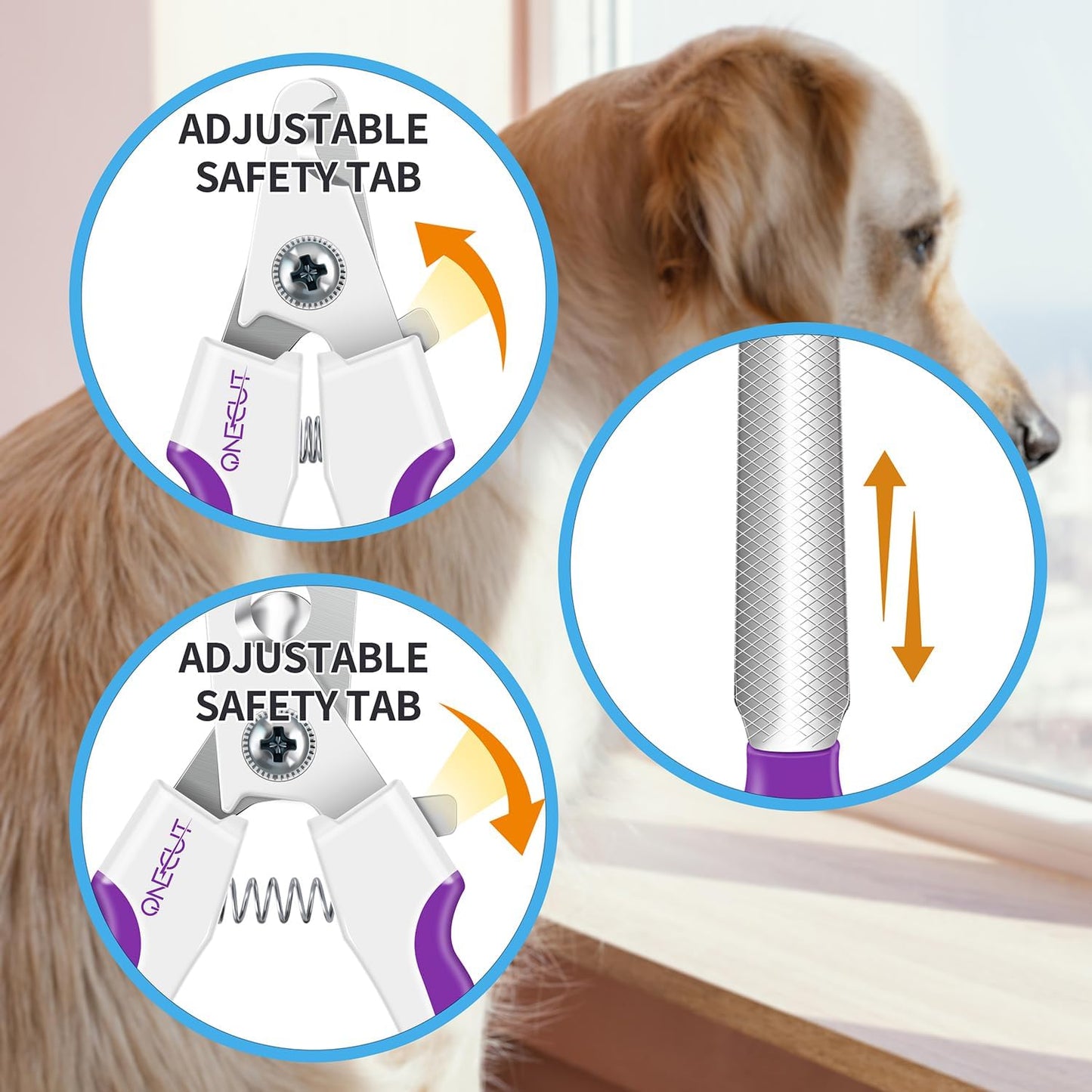 OneCut 4.7" Small Dog & Cat Nail Clipper Stainless Steel Cat Claw Trimmers for Rabbits, Guinea Pigs, Birds, Puppies, Kittens and Small Animals Pet Nail Clipper for Professional and Home Use (Purple)